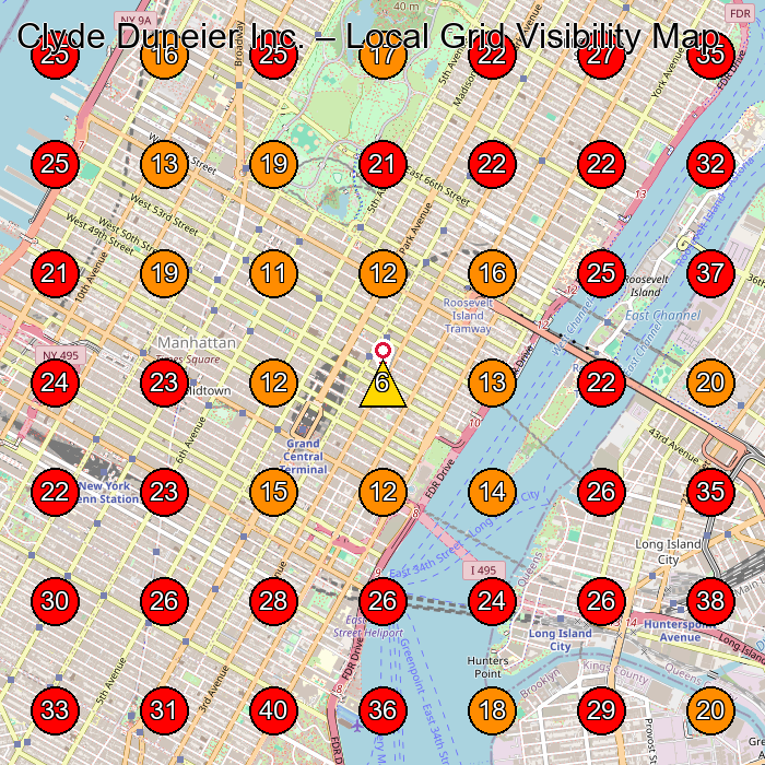 Clyde Duneier Inc. GeoGrid visibility map for Jewelry Manufacturer in New York